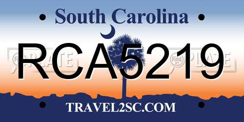 RCA5219 South Carolina License Plate