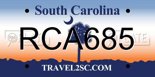 RCA685 South Carolina License Plate