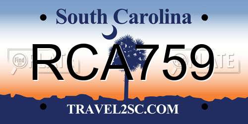 RCA759 South Carolina License Plate