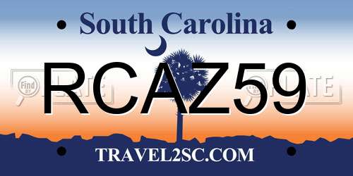 RCAZ59 South Carolina License Plate