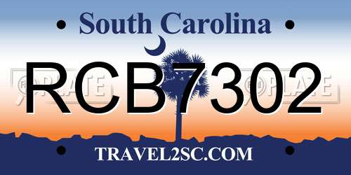 RCB7302 South Carolina License Plate