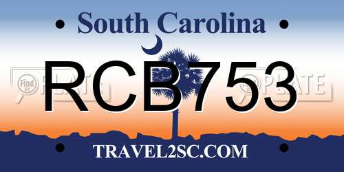 RCB753 South Carolina License Plate
