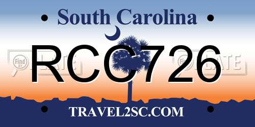RCC726 South Carolina License Plate