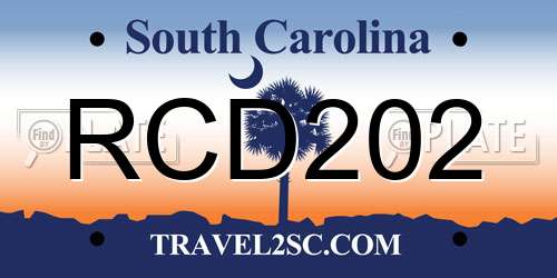 RCD202 South Carolina License Plate