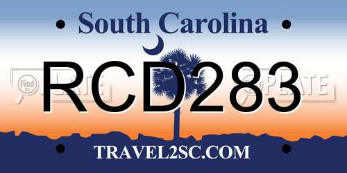 RCD283 South Carolina License Plate