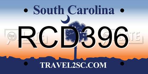 RCD396 South Carolina License Plate
