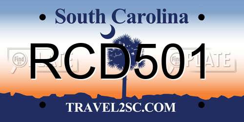 RCD501 South Carolina License Plate
