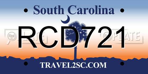 RCD721 South Carolina License Plate