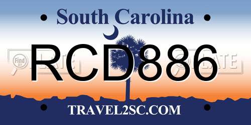 RCD886 South Carolina License Plate