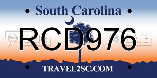 RCD976 South Carolina License Plate