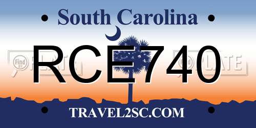 RCE740 South Carolina License Plate