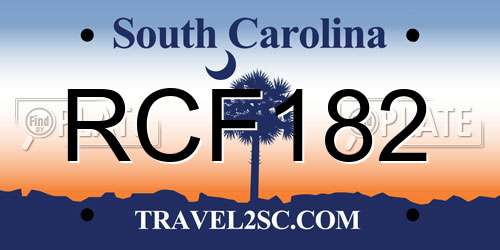 RCF182 South Carolina License Plate