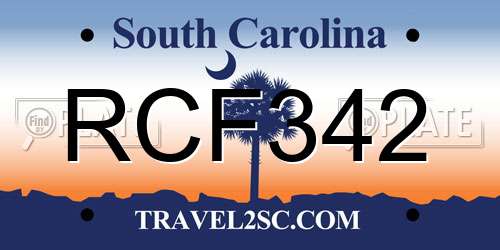 RCF342 South Carolina License Plate