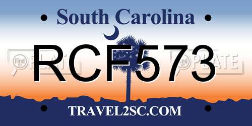 RCF573 South Carolina License Plate