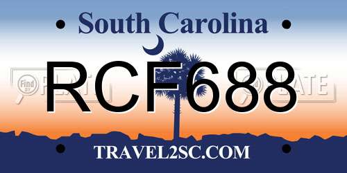 RCF688 South Carolina License Plate