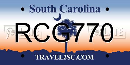 RCG770 South Carolina License Plate