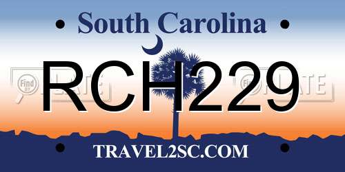RCH229 South Carolina License Plate