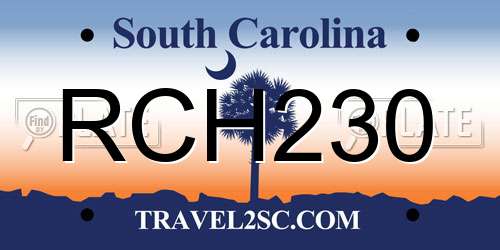 RCH230 South Carolina License Plate