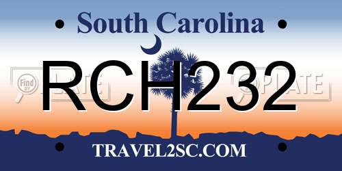RCH232 South Carolina License Plate
