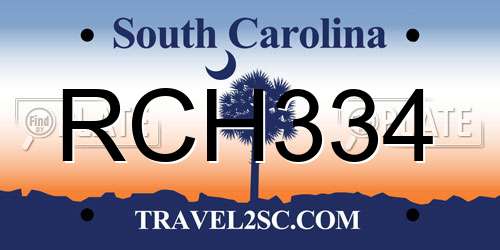 RCH334 South Carolina License Plate