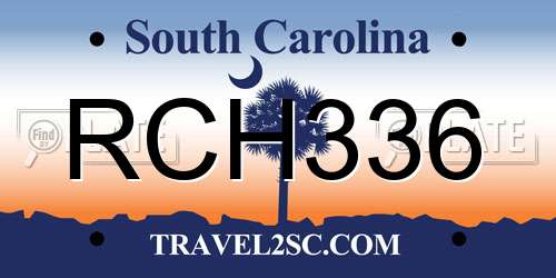 RCH336 South Carolina License Plate