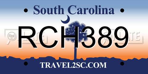 RCH389 South Carolina License Plate