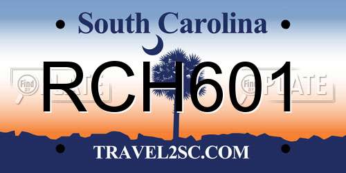 RCH601 South Carolina License Plate