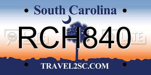 RCH840 South Carolina License Plate