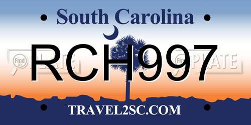 RCH997 South Carolina License Plate