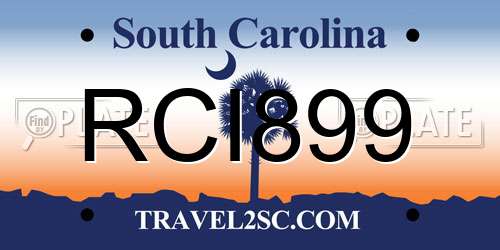 RCI899 South Carolina License Plate