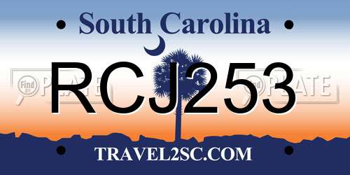 RCJ253 South Carolina License Plate