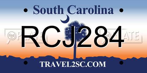 RCJ284 South Carolina License Plate