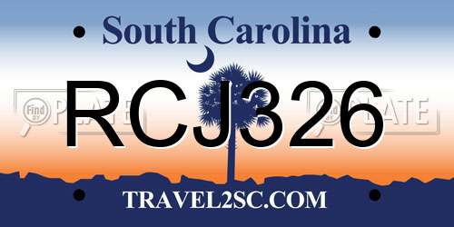 RCJ326 South Carolina License Plate