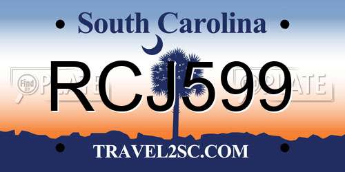 RCJ599 South Carolina License Plate