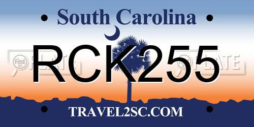 RCK255 South Carolina License Plate
