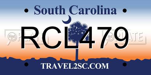 RCL479 South Carolina License Plate