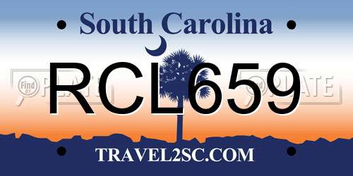 RCL659 South Carolina License Plate