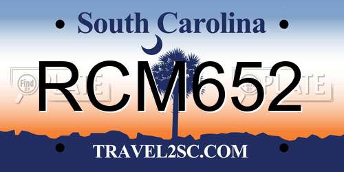 RCM652 South Carolina License Plate