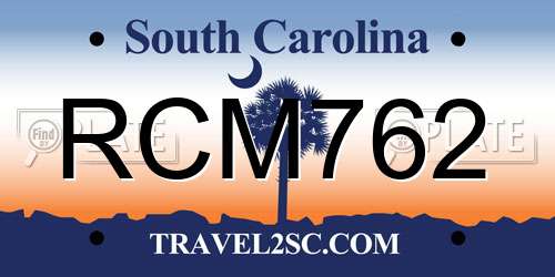 RCM762 South Carolina License Plate