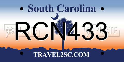 RCN433 South Carolina License Plate