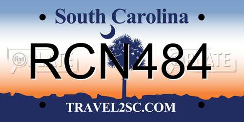 RCN484 South Carolina License Plate