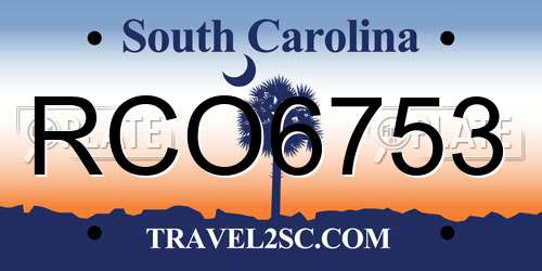 RCO6753 South Carolina License Plate