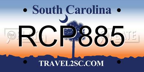 RCP885 South Carolina License Plate