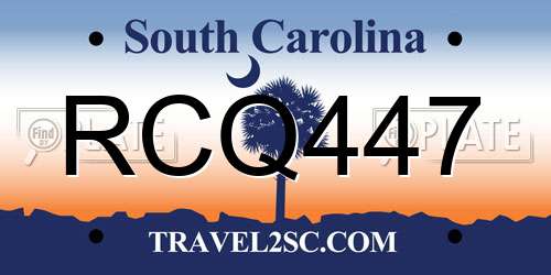 RCQ447 South Carolina License Plate