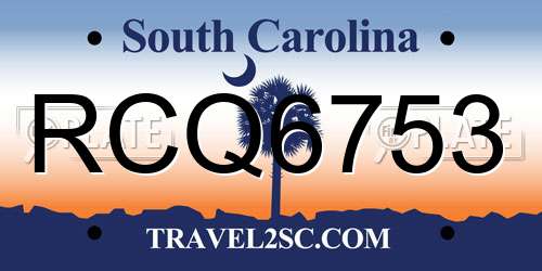 RCQ6753 South Carolina License Plate