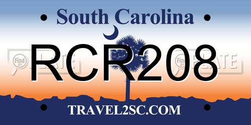 RCR208 South Carolina License Plate