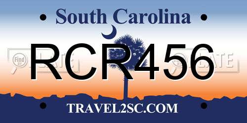 RCR456 South Carolina License Plate