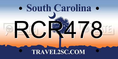 RCR478 South Carolina License Plate
