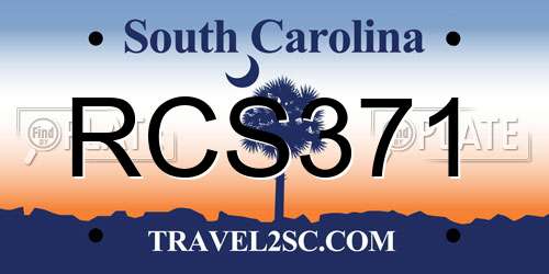 RCS371 South Carolina License Plate