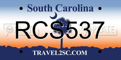 RCS537 South Carolina License Plate
